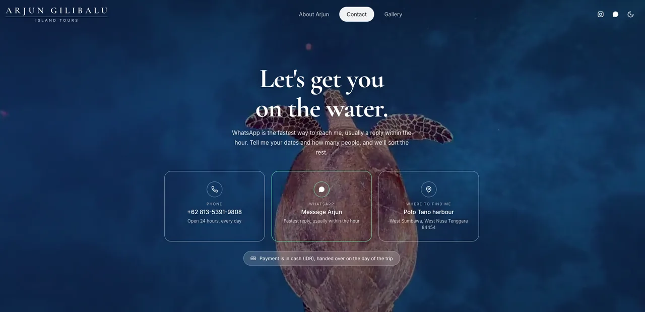 Arjun Gilibalu island tours website designed and built by GroundUp